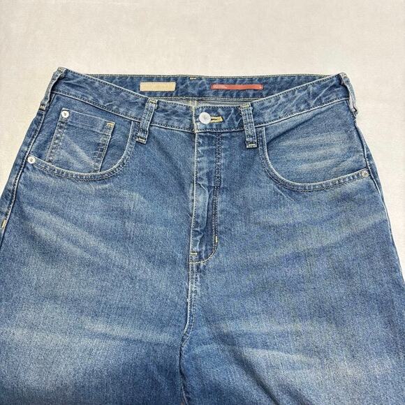 Pilcro Anthropologie High Rise Wide Leg Ankle Blue Denim Jeans Size 29 - Picture 4 of 15